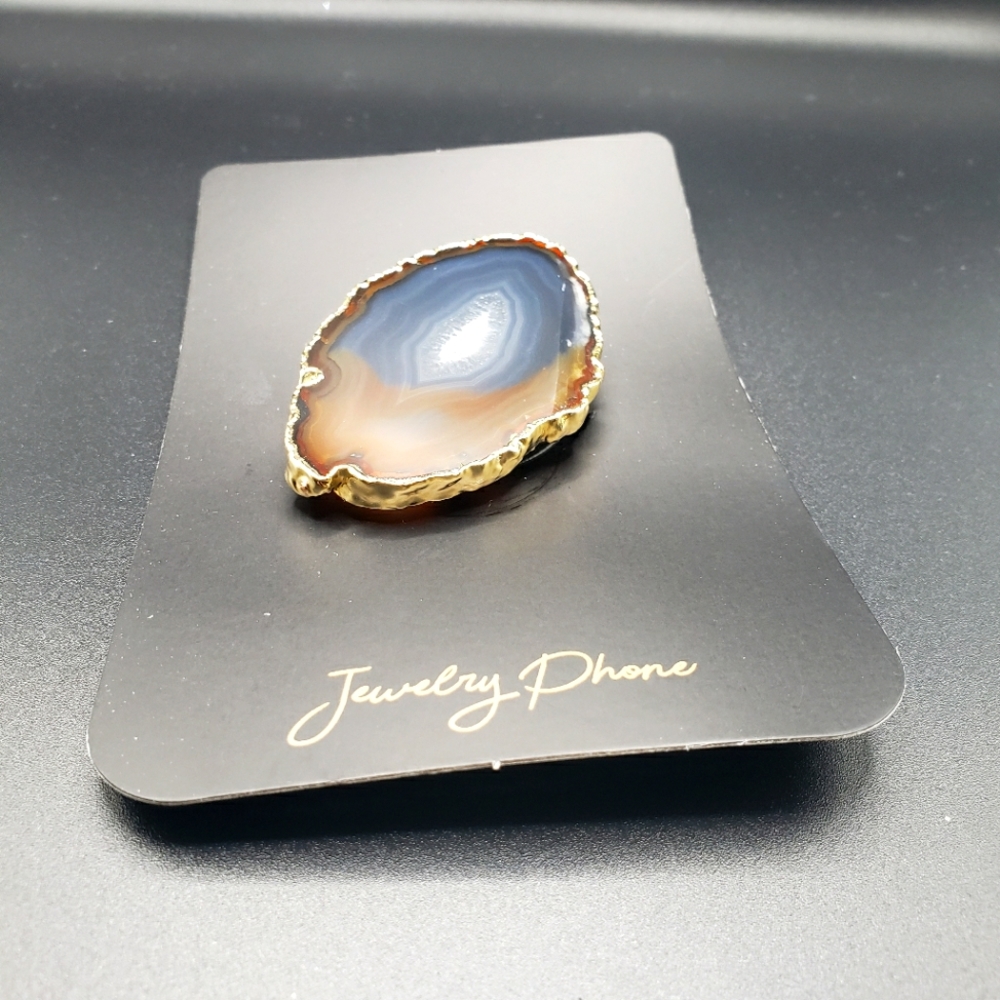 FREEFORM GOLD PLATED AGATE PHONE ACCESSORIE